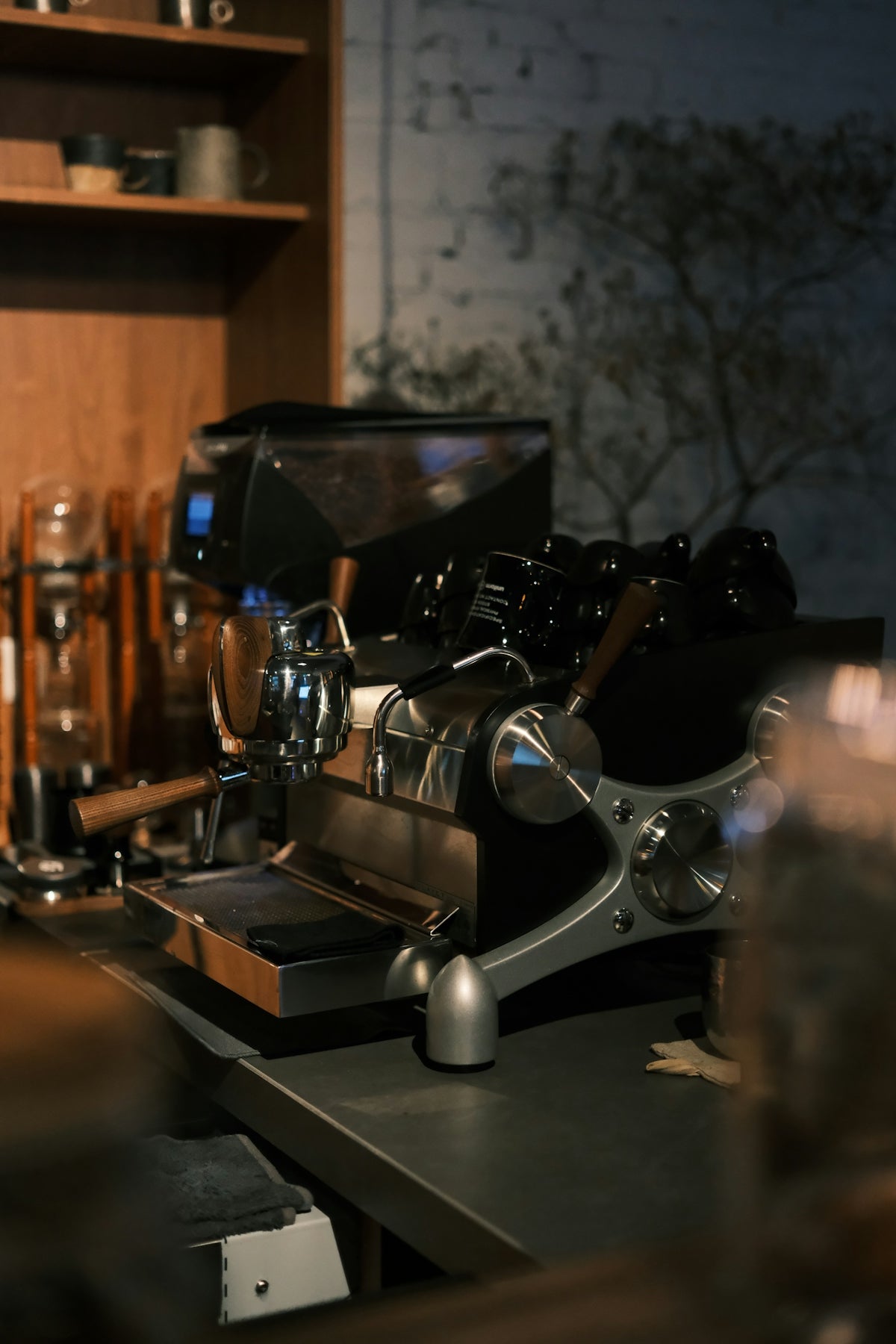 A coffee machine sitting on top of a counter